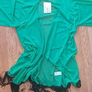 Emerald Green Kimono with Fringe